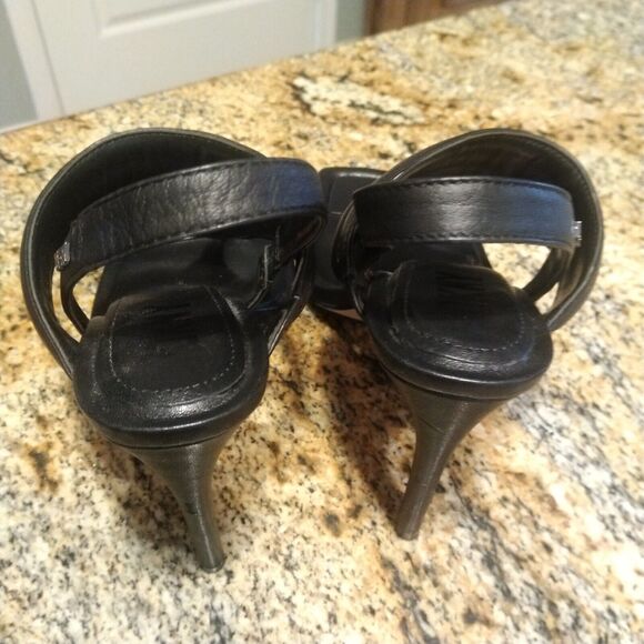 DKNY Black Ralia Platform Double Padded Strap Slip On Stiletto Heels Womens 7.5 - Picture 4 of 11